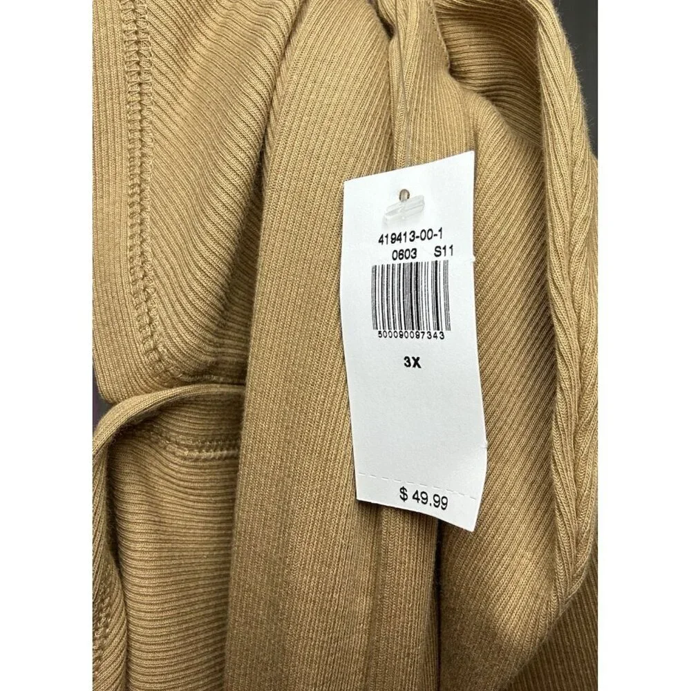 Old Navy Ribbed Knit Midi 3X Dress V Neck Long Sleeve Front Button w/Side Slits - Picture 10 of 11